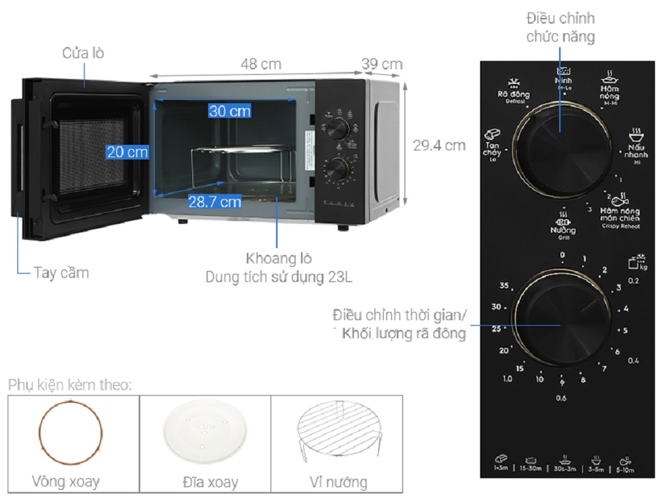 Lò vi sóng cơ có nướng 23L Electrolux EMG23K22B