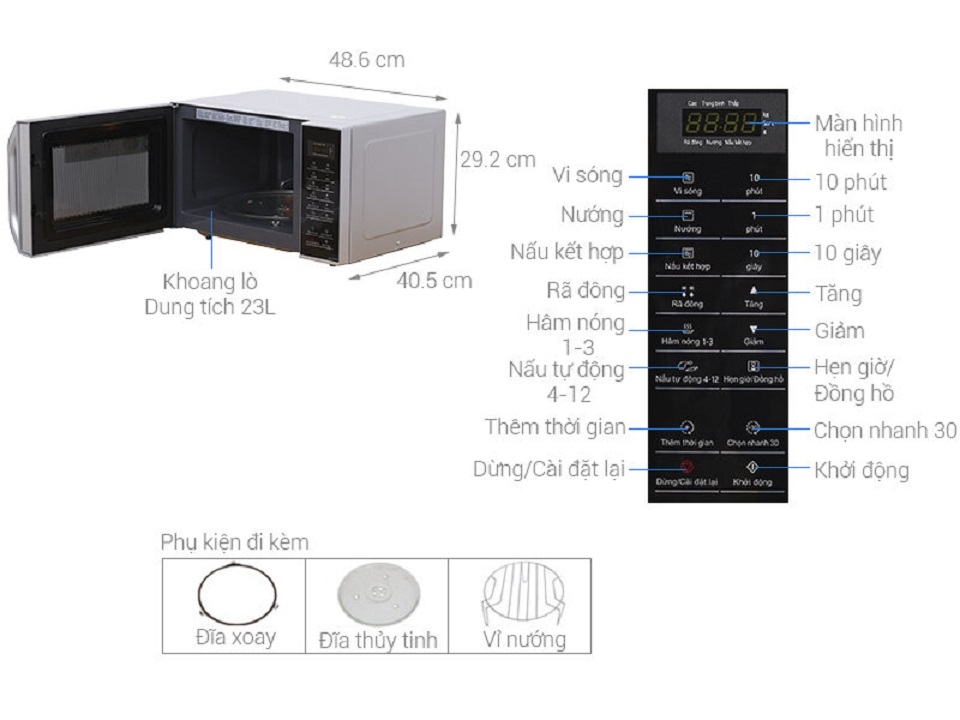 Lò vi sóng điện tử có nướng 23L Panasonic NN-GT35HMYUE