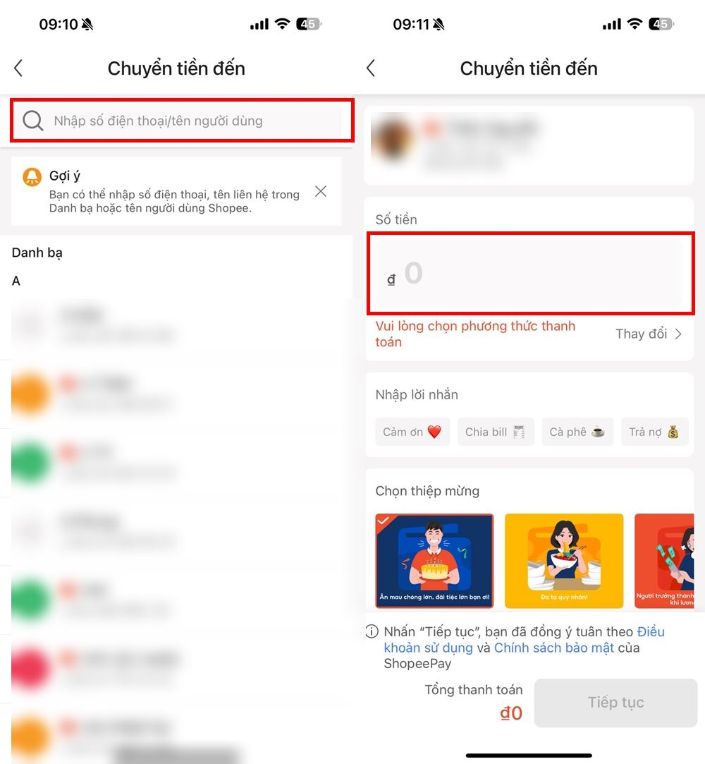 Cách chuyển tiền từ ShopeePay cho người khác 2