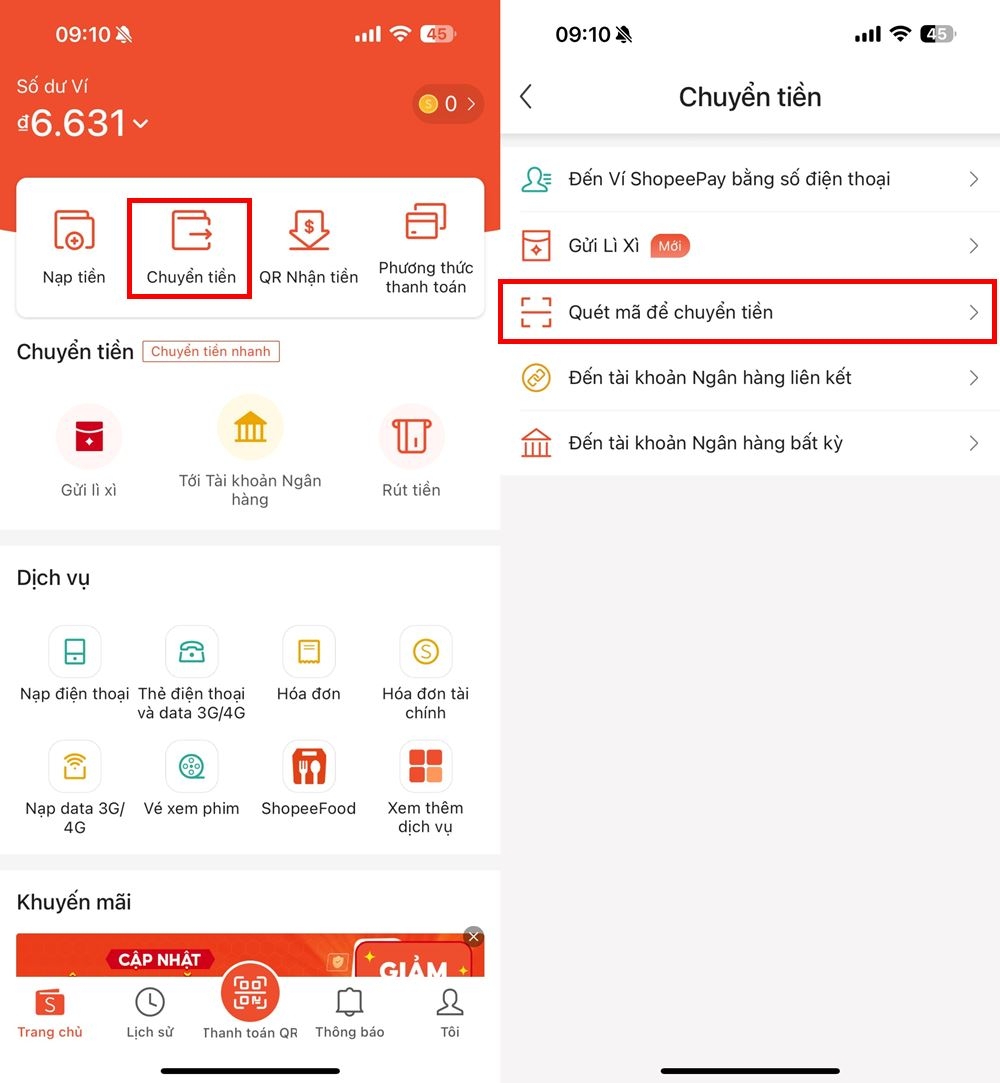 Cách chuyển tiền từ ShopeePay cho người khác 4