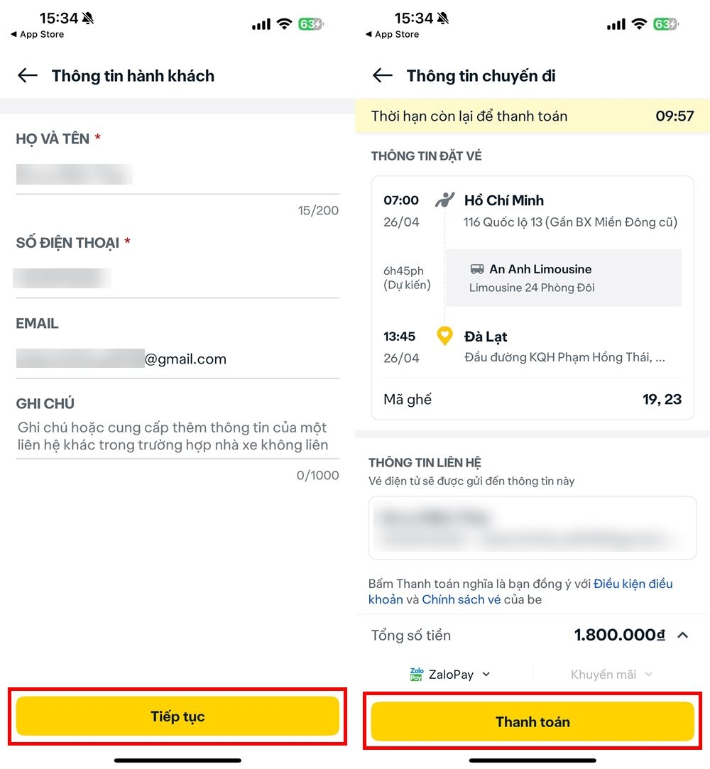 Cách đặt vé xe khách trên ứng dụng Be 4