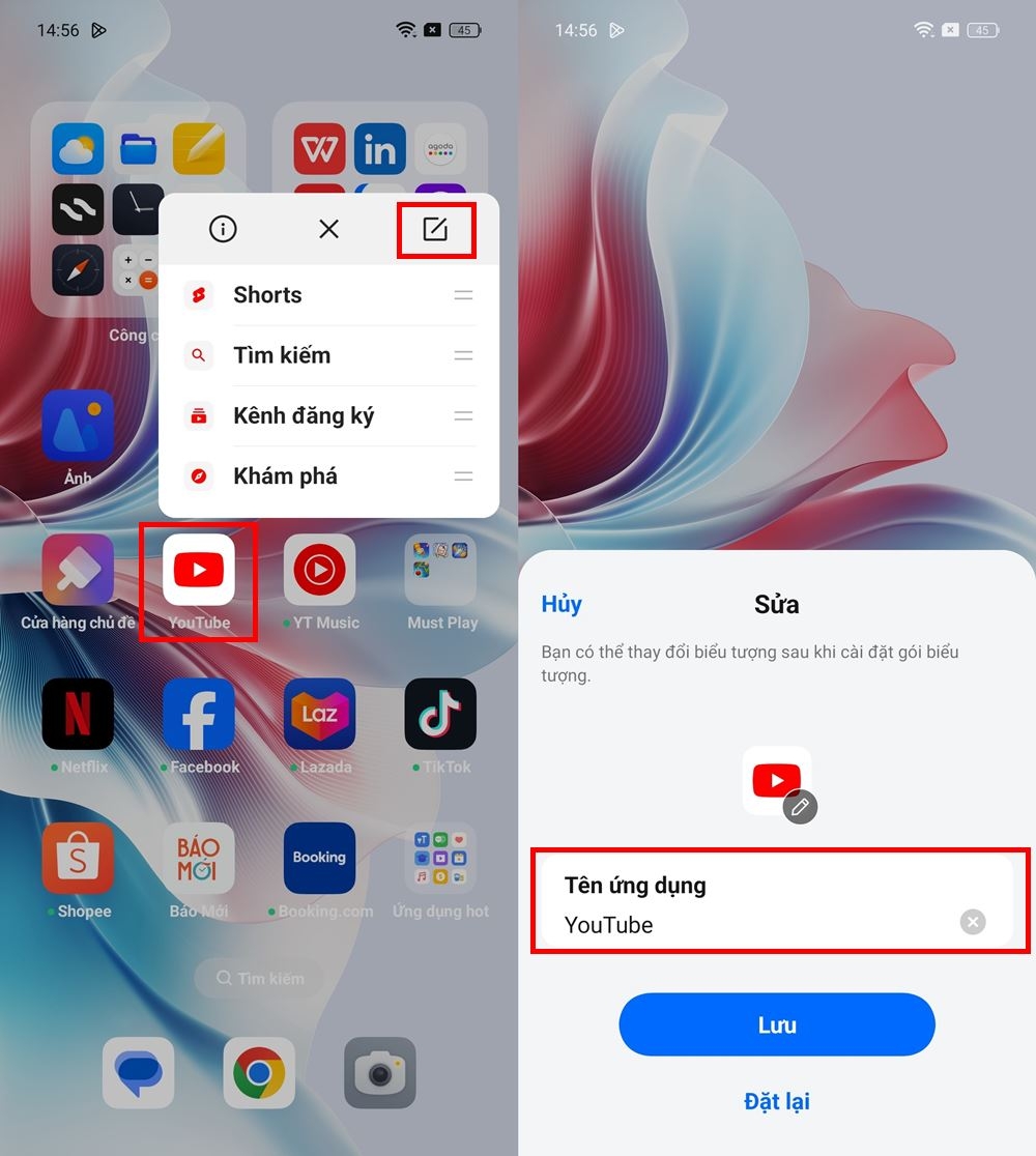 Cách sửa tên ứng dụng trên điện thoại OPPO 1