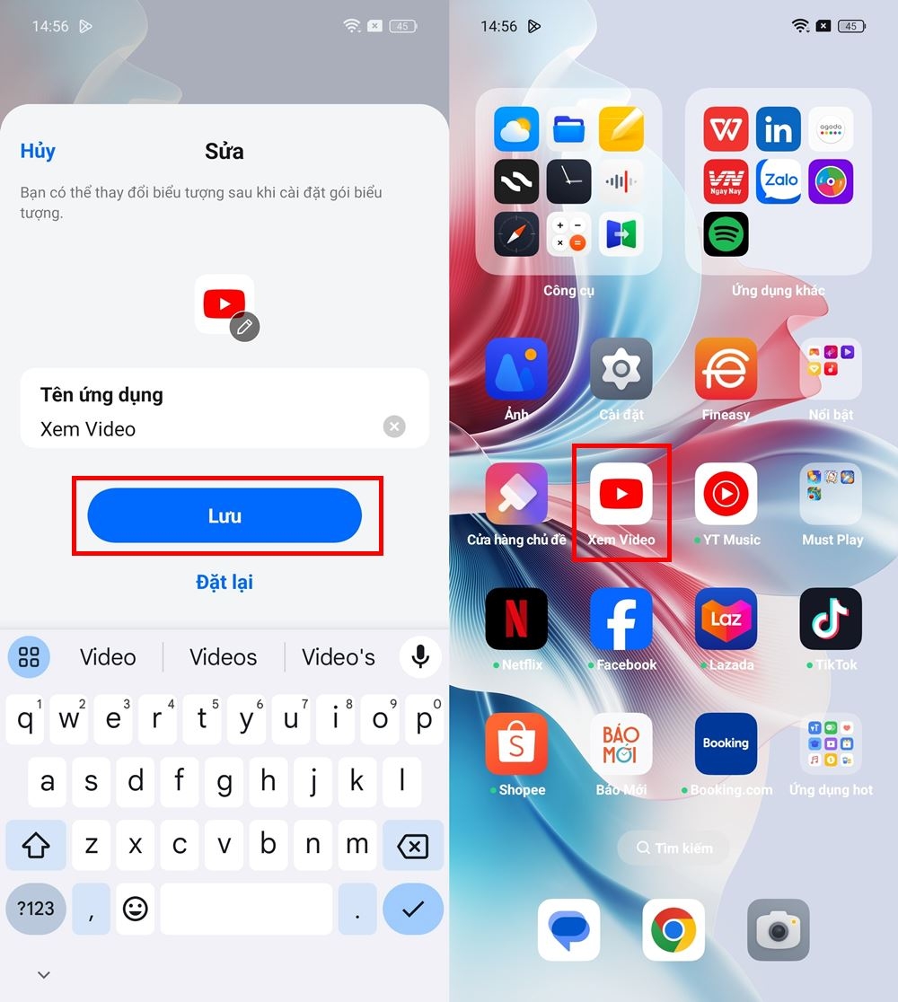 Cách sửa tên ứng dụng trên điện thoại OPPO 2