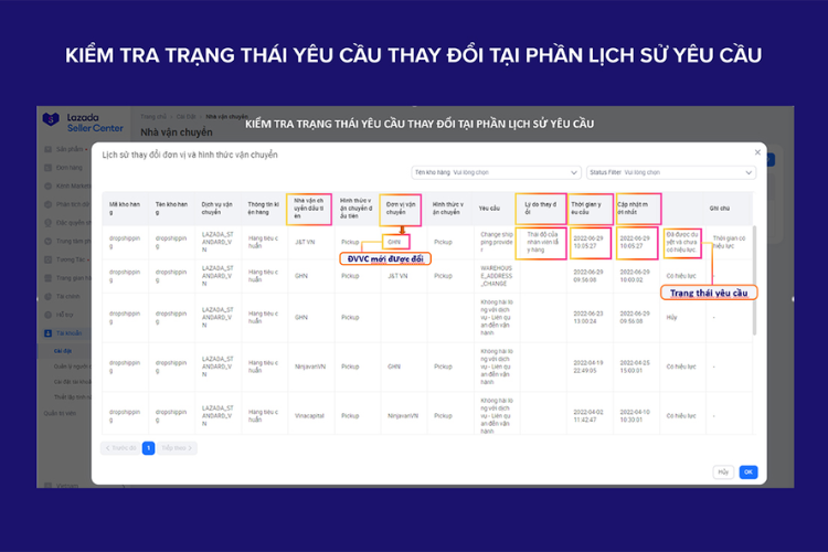 Hướng dẫn thay đổi hình thức vận chuyển