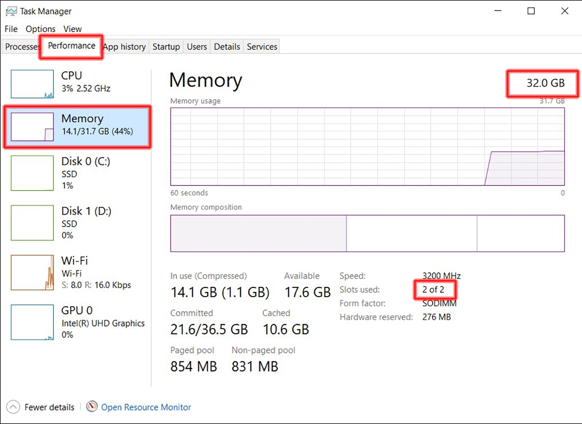 Kiểm tra laptop đã nhận RAM mới hay chưa