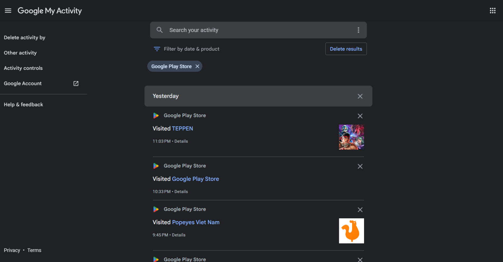 Dùng Google My Activity để tìm ứng dụng