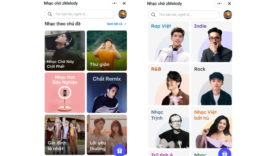 zMelody có nhiều bài nhạc theo nhiều chủ đề