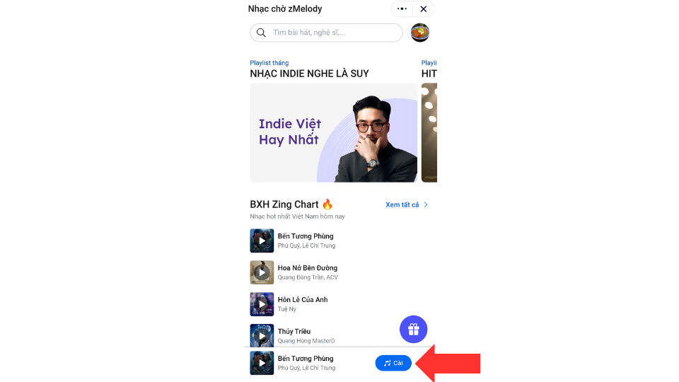 Cài nhạc chờ trên zMelody