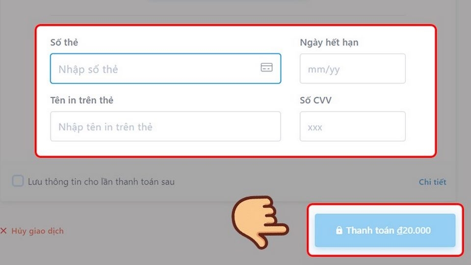 Kết thúc quá trình thanh toán trong game