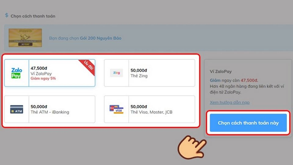 Theo dõi hình thức thanh toán