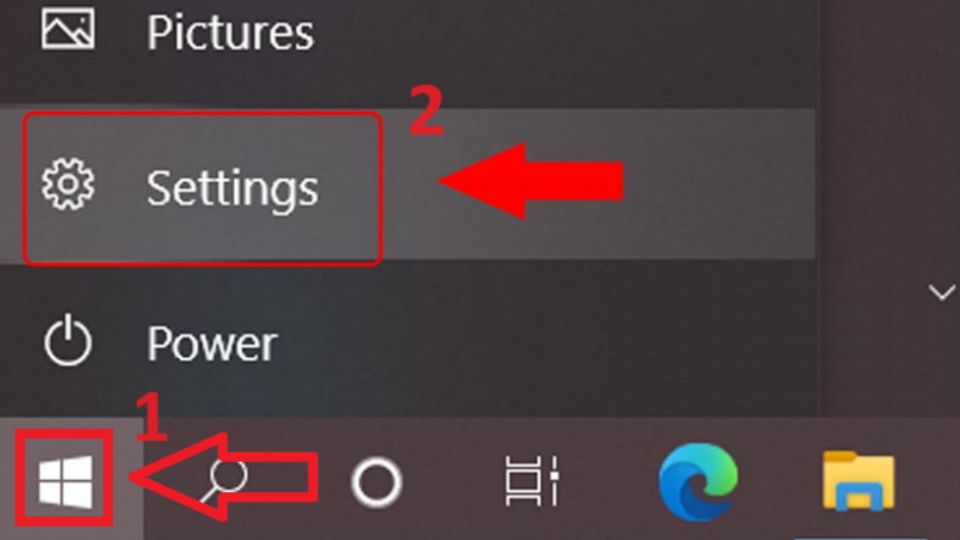 Nhấn Windows chọn Settings