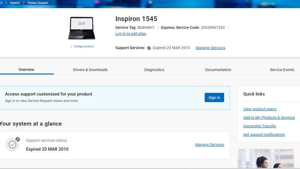 Vào web của Dell, nhập số service tag và chọn View product specs
