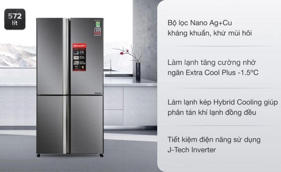 Tủ lạnh Sharp SJ-FX640V-SL 639 lít