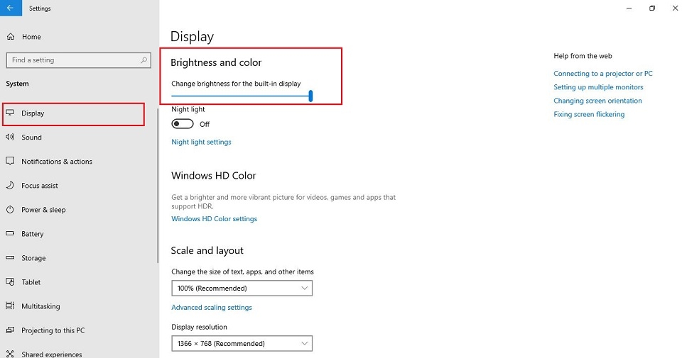 Tổ hợp phím tăng độ sáng màn hình PC 8
