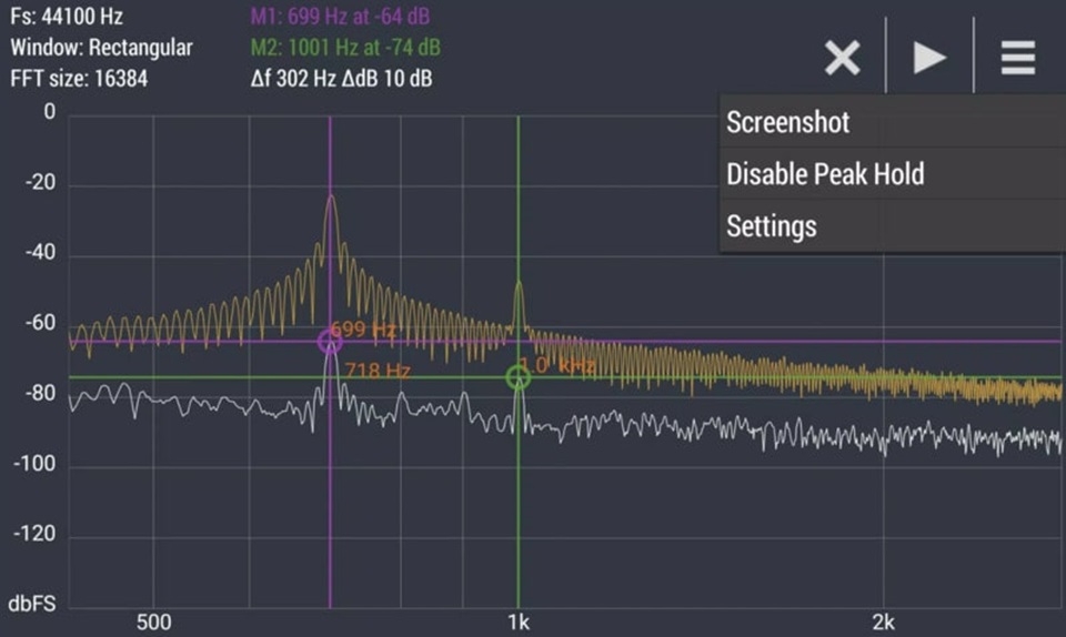 Giao diện sử dụng của phần mềm Spectrum Analyzer