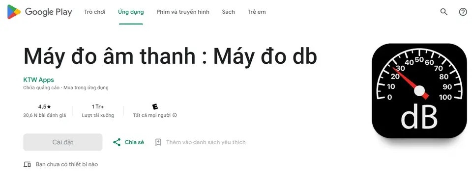 Giao diện tải phần mềm máy đo âm thanh