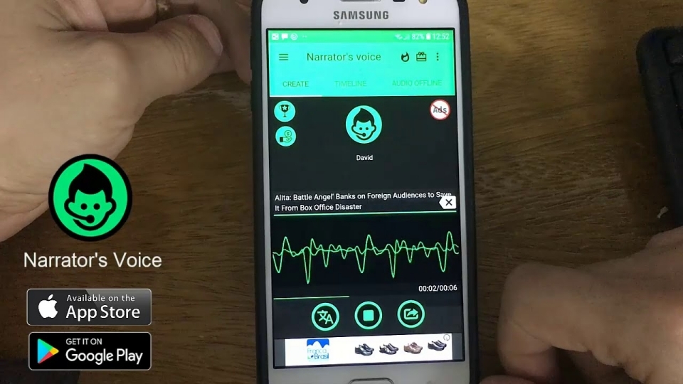 Narrator's Voice hỗ trợ người dùng tải file đọc về máy và chia sẻ rộng rãi