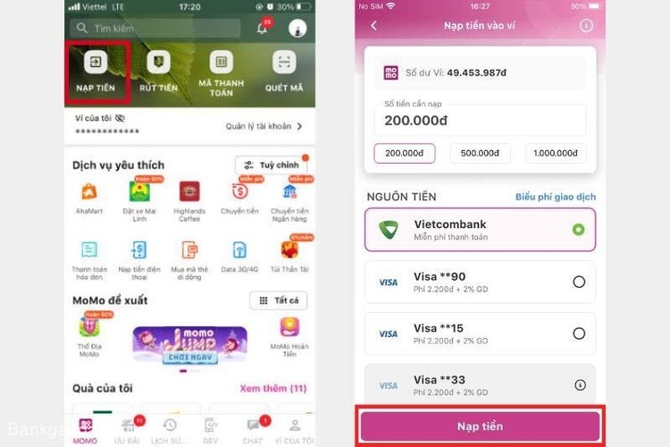 Cách chuyển tiền từ Vietcombank sang MoMo-h2