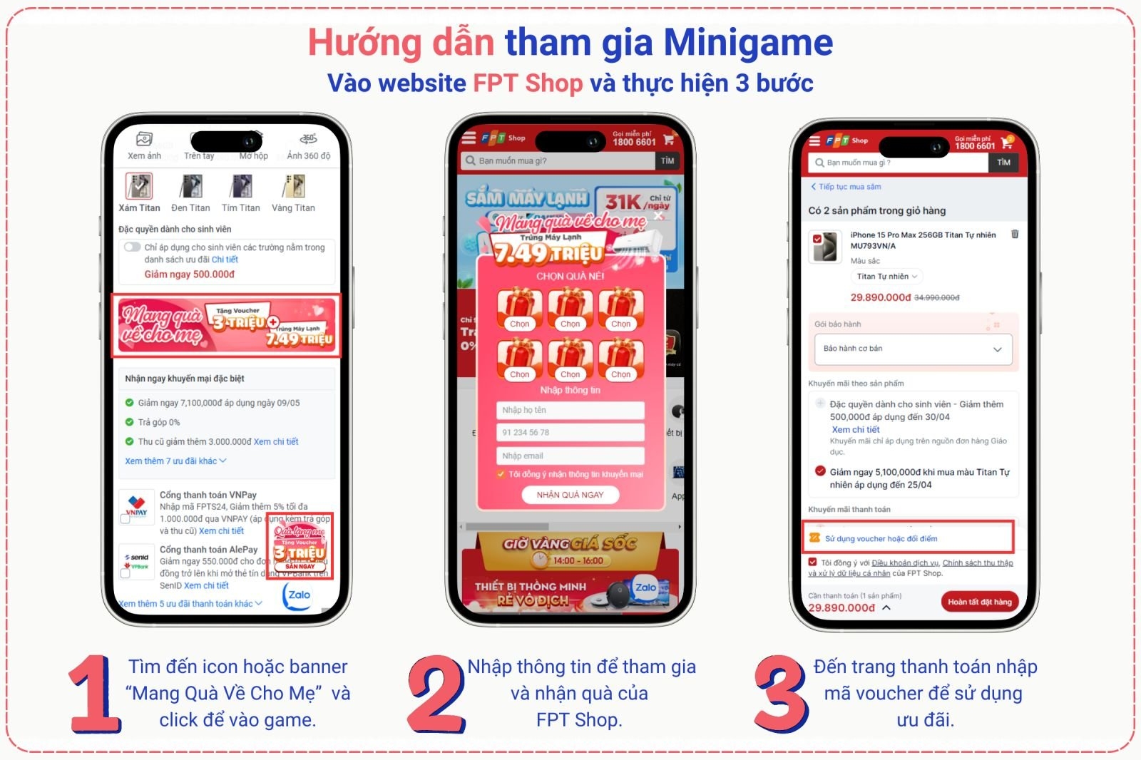 Quà tặng mẹ: Tặng voucher 3 triệu, trúng thêm máy lạnh 7,49 triệu 2