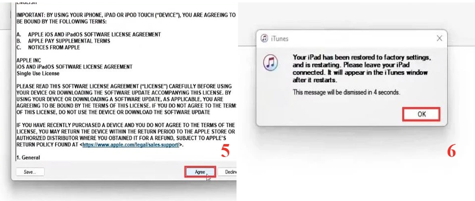 Restore iPad bằng iTunes và phím cứng.
