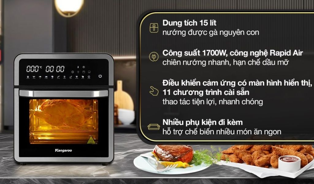 Nồi chiên không dầu Kangaroo tốt nhất 2024 đáp ứng đa dạng nhu cầu nấu nướng 5