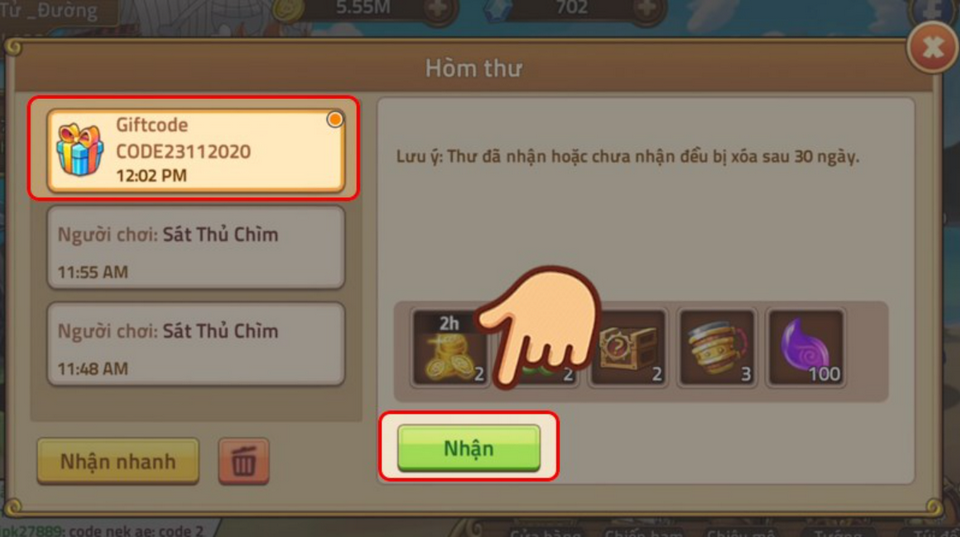 Kiểm tra các loại code game đã nhập