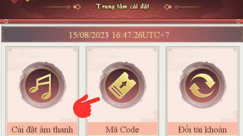 Chọn vào mục Mã Code để bắt đầu tiến hành đổi code.