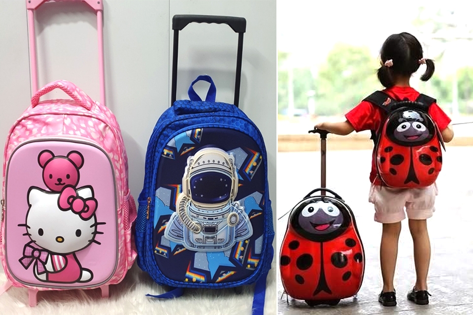 Balo cho bé đi nhà trẻ có cần kéo.