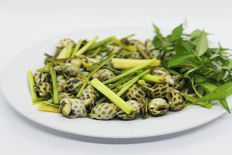 Thịt ốc hương dai giòn sần sật hoà với vị thơm của sả