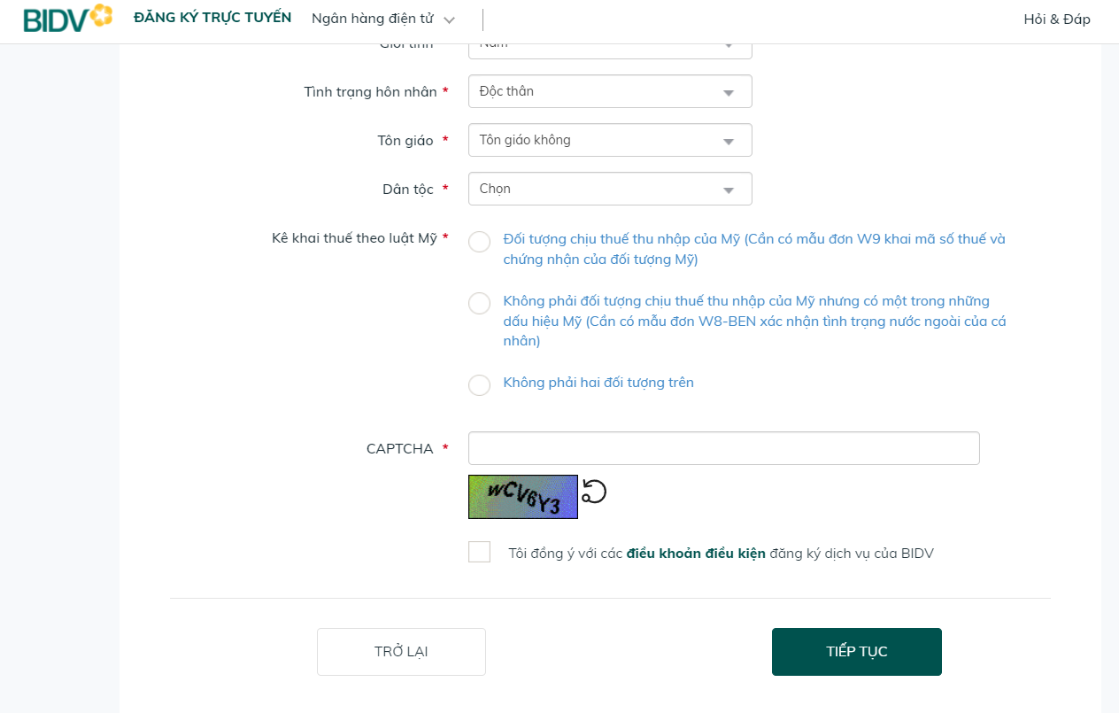 mở tài khoản BIDV online (ảnh 13)