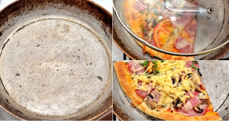 Hâm nóng pizza bằng chảo
