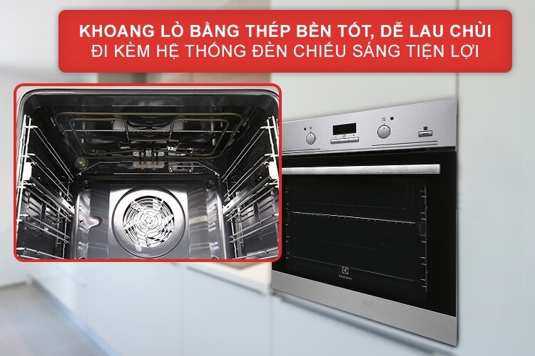 Lò nướng Electrolux EOB3434BOX với khoang lò bằng thép dễ dàng vệ sinh