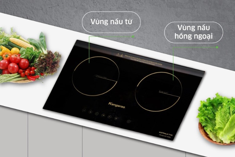 Bếp từ hồng ngoại Kangaroo KG499N với 2 vùng nấu linh hoạt