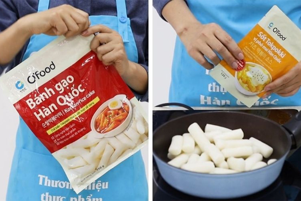 Hướng dẫn cách làm tokbokki phô mai bằng gói nguyên liệu O’food