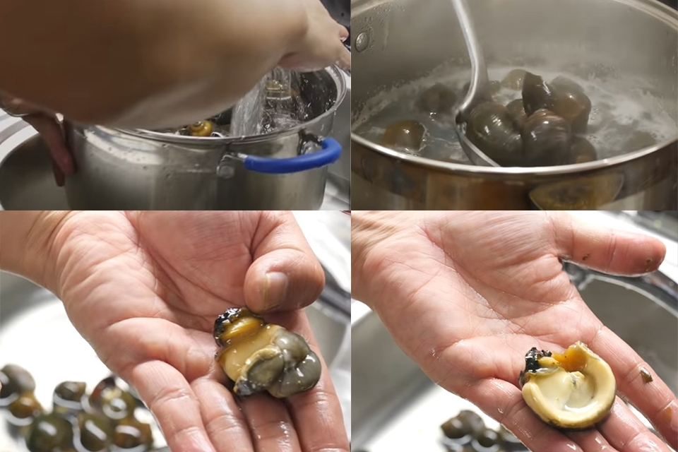 Luộc và lấy thịt ốc đơn giản
