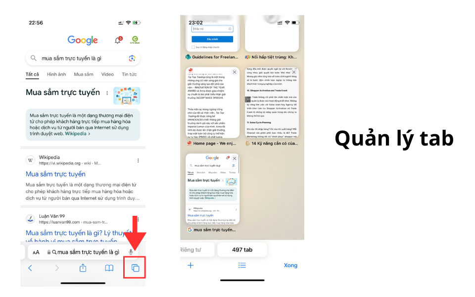 Quản lý tab dễ dàng