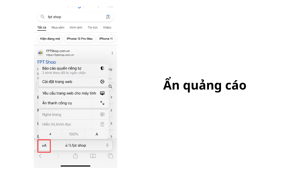 Tính năng ẩn quảng cáo