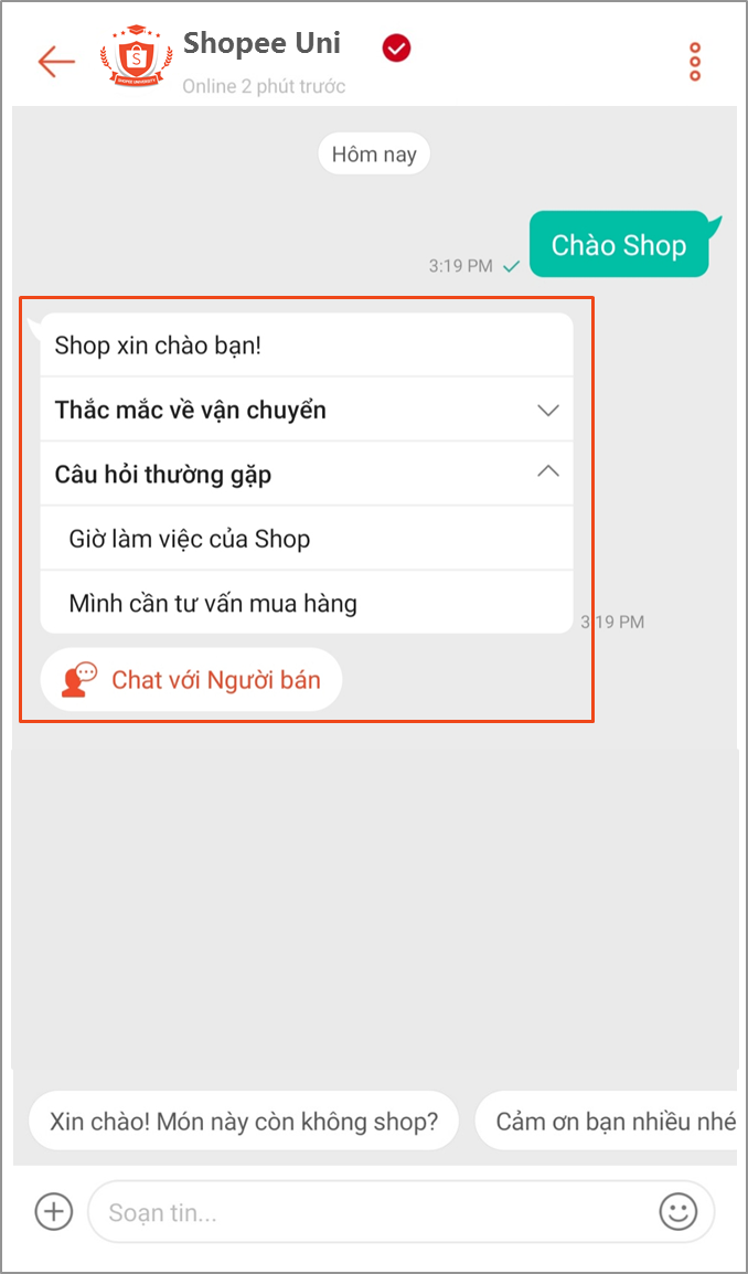 Cách nhắn tin với shop trên Shopee (Hình 5)