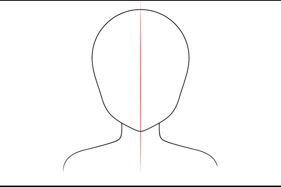 Bước 1: Phác thảo phần đầu, cổ và vai