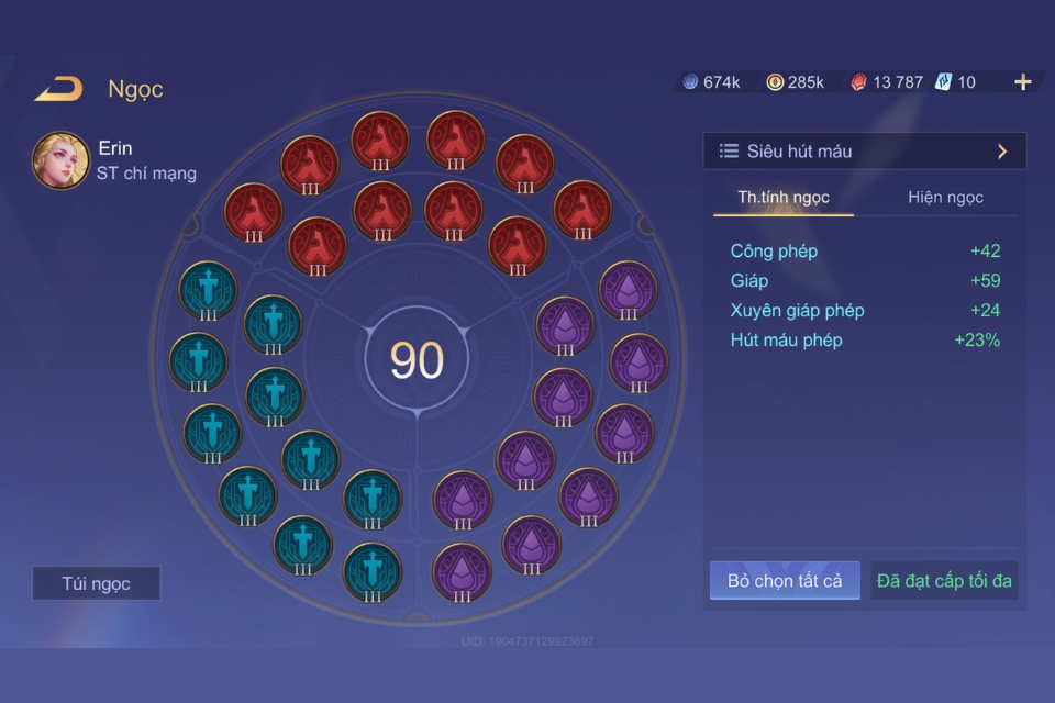 Bảng ngọc siêu hút máu