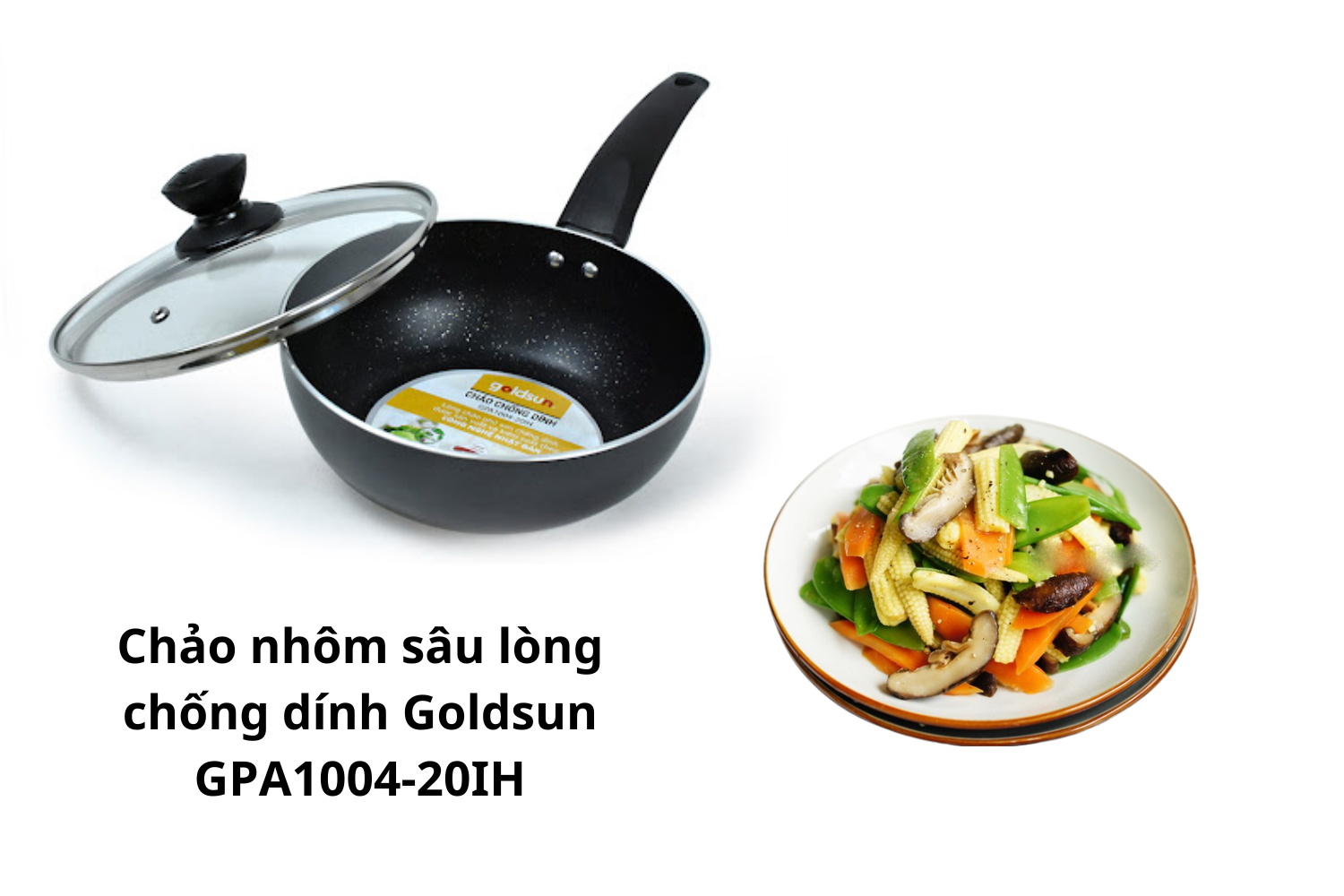 Chảo nhôm sâu lòng chống dính Goldsun GPA1004-20IH