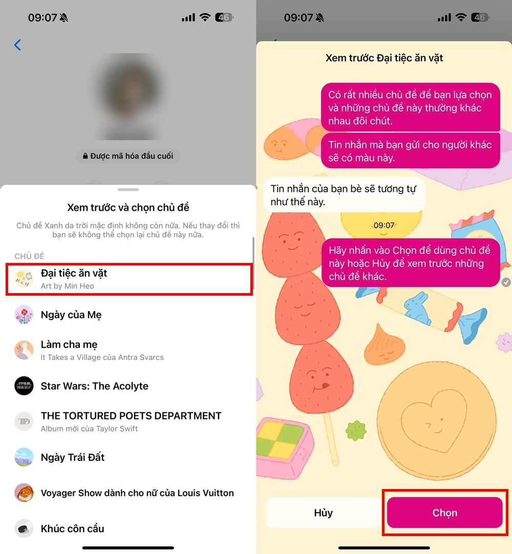Cách đổi chủ đề đại tiệc ăn vặt trên Messenger 3