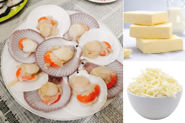 Nguyên liệu làm sò điệp nướng phô mai