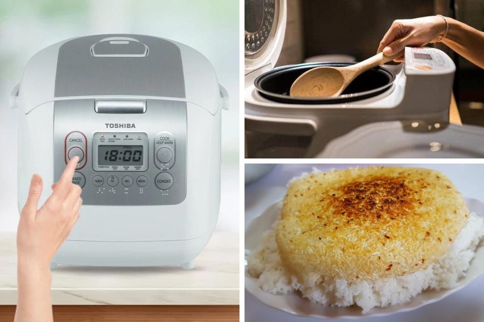 Cách nấu cơm cháy bằng nồi cơm điện 3