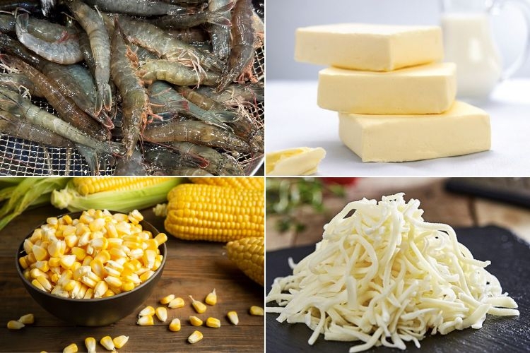 Nguyên liệu tôm sốt phô mai