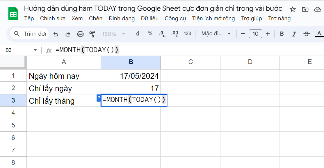 Hướng dẫn dùng hàm TODAY trong Google Sheets cực đơn giản 5