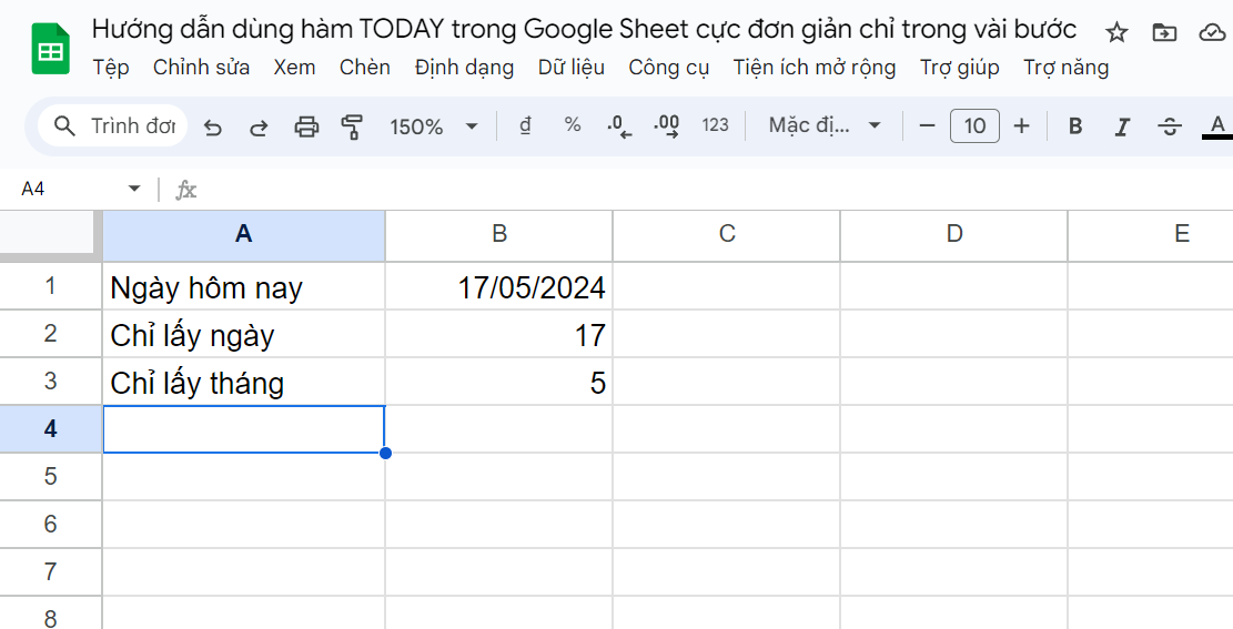Hướng dẫn dùng hàm TODAY trong Google Sheets cực đơn giản 6