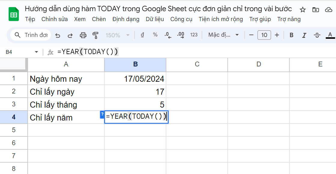 Hướng dẫn dùng hàm TODAY trong Google Sheets cực đơn giản 7