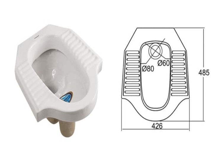 kích thước lắp đặt bồn cầu xổm-h1