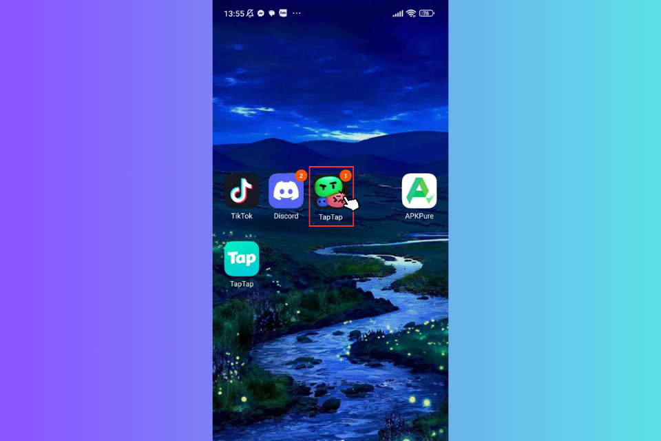 Truy cập vào ứng dựng TapTap trên điện thoại Android của bạn